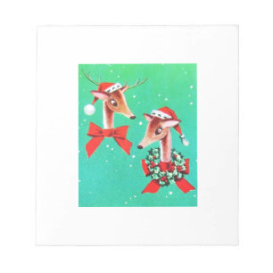 Beautiful Vintage Mid Century Reindeer Notepad