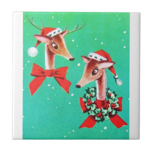 Beautiful Vintage Mid Century Reindeer Tile