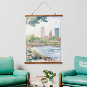 Beautiful Vintage New Jersey Watercolor Art Hanging Tapestry