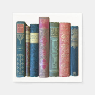 Beautiful vintage old books, book spines napkins