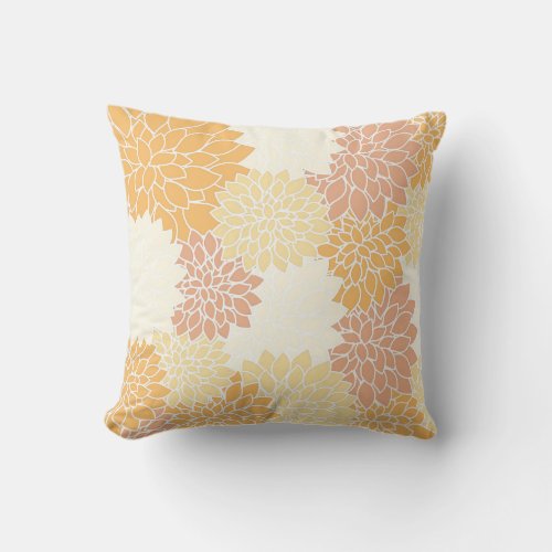 Beautiful Vintage Orange Dahlias Pattern  Pillow