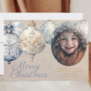 Beautiful Vintage Ornament Photo Holiday Card