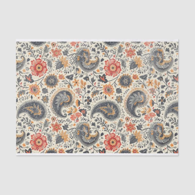 Beautiful Vintage Paisley Pattern Tissue Paper (Front)