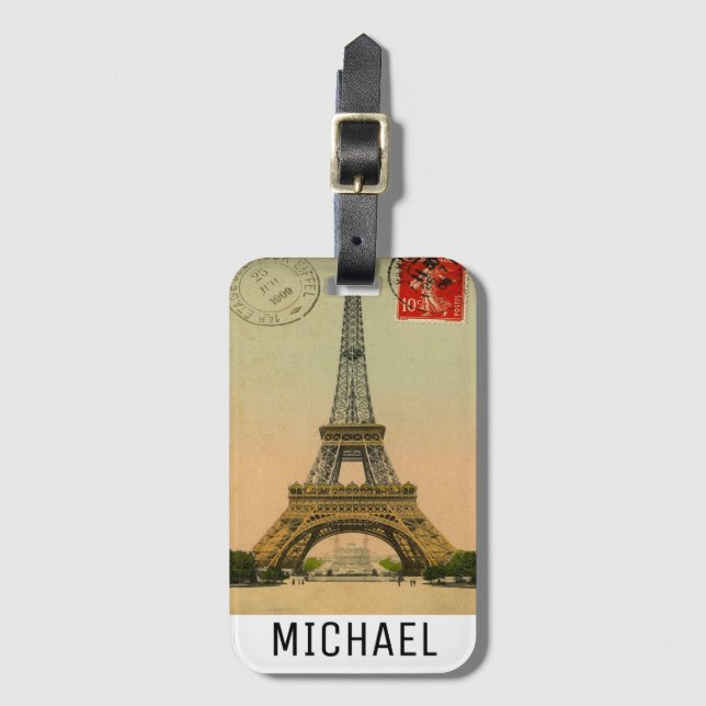 Beautiful Vintage Paris Monogram Luggage Tag (Front Vertical)