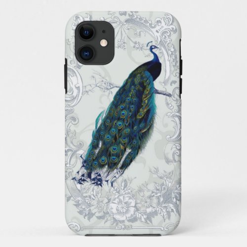 Beautiful vintage peacock art personalized iPhone 11 case