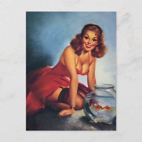 Beautiful Vintage pin up girl art  postcard