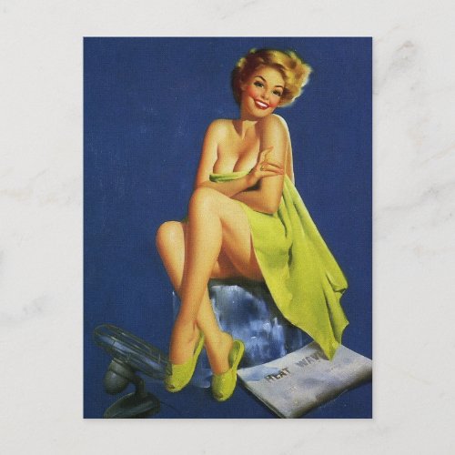 Beautiful Vintage pin up girl art  postcard