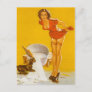 Beautiful Vintage Pin up girl art  postcard