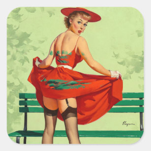 Pretty Pin-up Girl Pink Stockings High Stock Photo 134096426