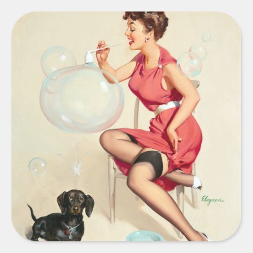 Beautiful Vintage Pin Up Girl Classic Stickers