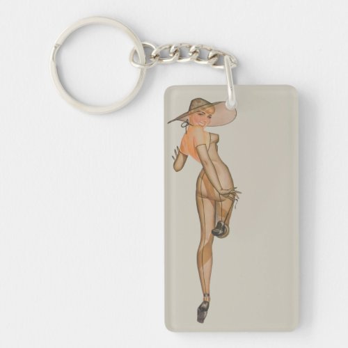 Beautiful  Vintage Pin Up Girl Keychain 