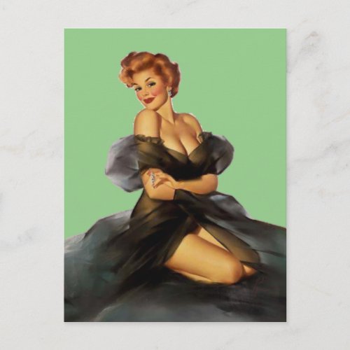 Beautiful  Vintage pin up girl postcard