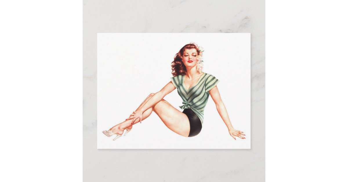 Beautiful Vintage Pin Up Girl Postcard 