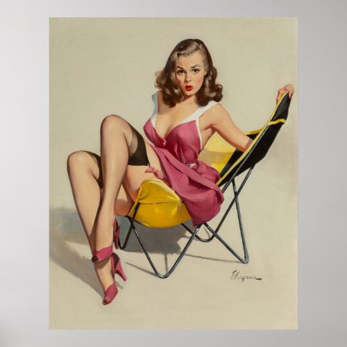 Beautiful Vintage Pin Up Girl Poster