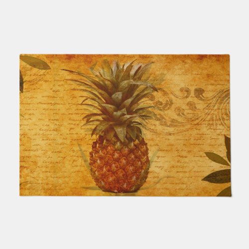Beautiful Vintage Pineapple French Calligraphy Doormat