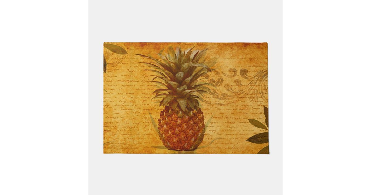 Beautiful Vintage Pineapple French Calligraphy Doormat Zazzle