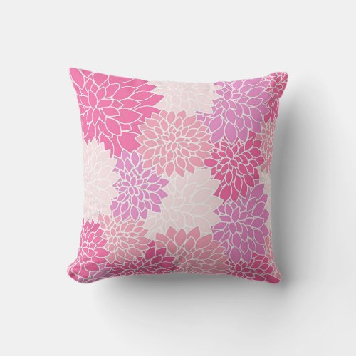 Beautiful Vintage Pink Dahlias Pattern  Pillow