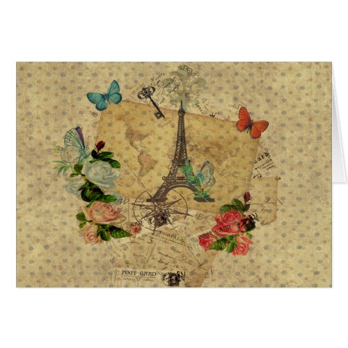 Beautiful vintage post cards collage Eiffel tower