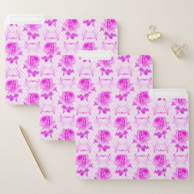 Beautiful Vintage Purple Floral File Folder (Set)