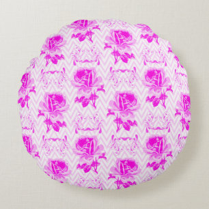 Beautiful Vintage Purple Floral Round Pillow