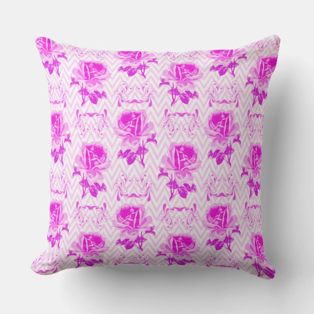 Beautiful Vintage Purple Floral Throw Pillow (Front)