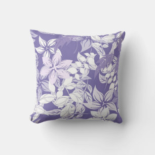 Beautiful Vintage Purple Pastel Floral Pattern Throw Pillow