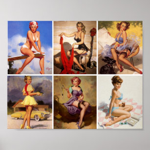 Beautiful Vintage Retro Pin Up Girl Mouse Pad Poster