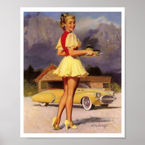 Beautiful Vintage Retro Pin Up Girl Poster