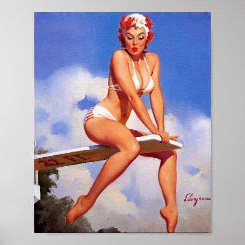 Beautiful Vintage Retro Pin Up Girl Poster