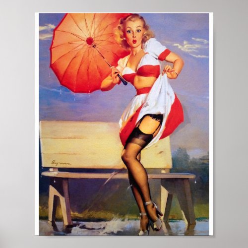 Beautiful Vintage Retro Pin Up Girl Poster