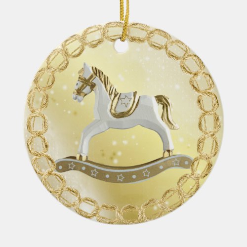 Beautiful Vintage Rocking Horse Festive Ornament