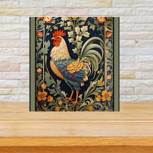 Beautiful Vintage Rooster William Morris Inspired  Ceramic Tile