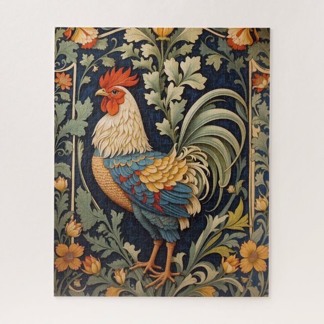 Beautiful Vintage Rooster William Morris Inspired  Jigsaw Puzzle (Vertical)