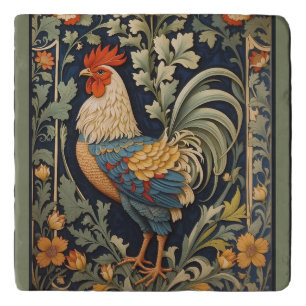 Beautiful Vintage Rooster William Morris Inspired Trivet