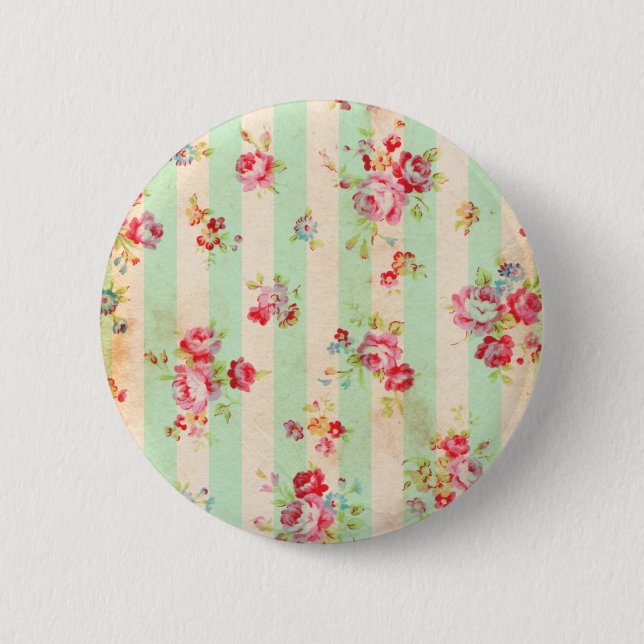 Beautiful vintage roses and other flowers button (Front)
