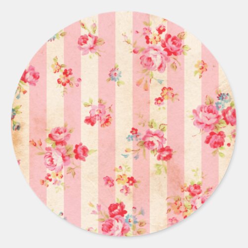 Beautiful vintage roses and other flowers classic round sticker