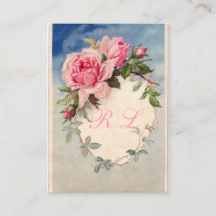 Beautiful Vintage Roses, Custom Monogram, Business Card