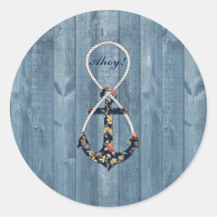 Beautiful vintage roses floral anchor infinity classic round sticker