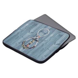 Beautiful vintage roses floral anchor infinity laptop sleeve