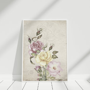 Beautiful vintage roses poster