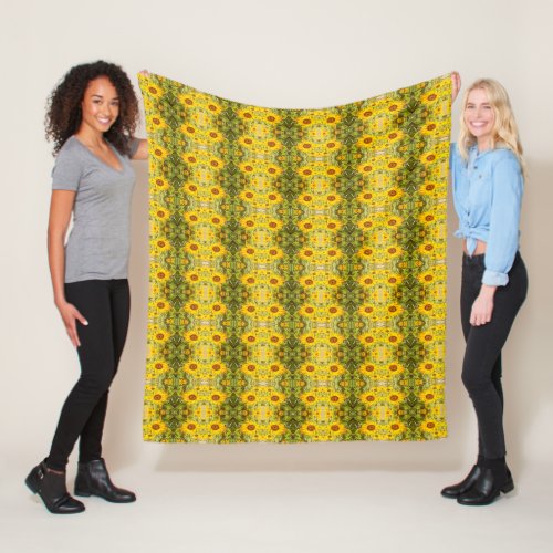 Beautiful Vintage Rustic Sunflower Pattern Fleece Blanket