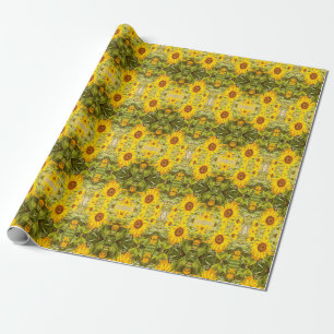 Beautiful Vintage Rustic Sunflower Pattern Wrapping Paper