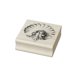 BEAUTIFUL VINTAGE SEASHELL RUBBER STAMP