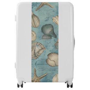 Beautiful Vintage Seashells In Blue Luggage