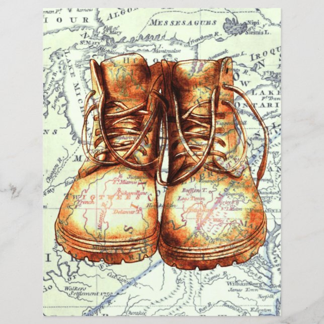 Beautiful vintage shoes on map scrapbooking  (Front)