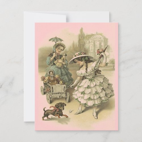 BEAUTIFUL VINTAGE STYLE GIRLS  DOLLS INVITATION