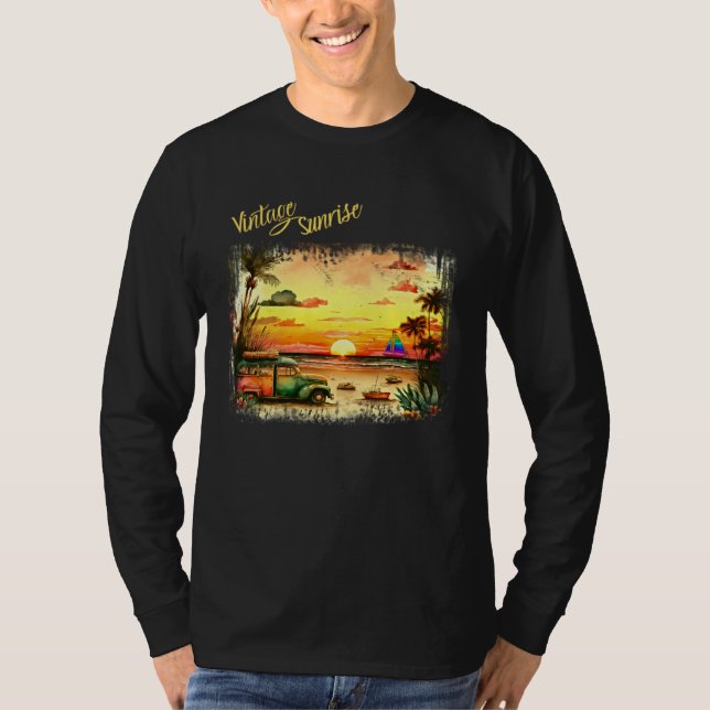 Beautiful Vintage Summer Island Sunrise T-Shirt (Front)