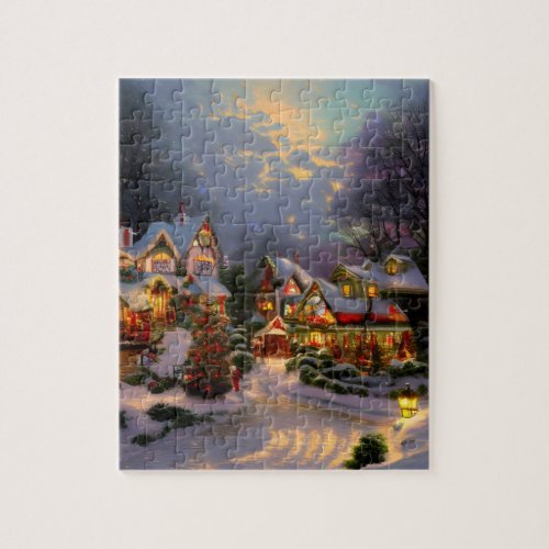 Beautiful Vintage Town Celebrating Christmas  Jigsaw Puzzle