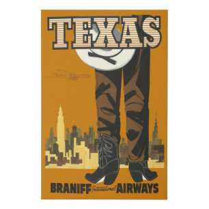 Beautiful Vintage Travel Texas Faux Canvas Print
