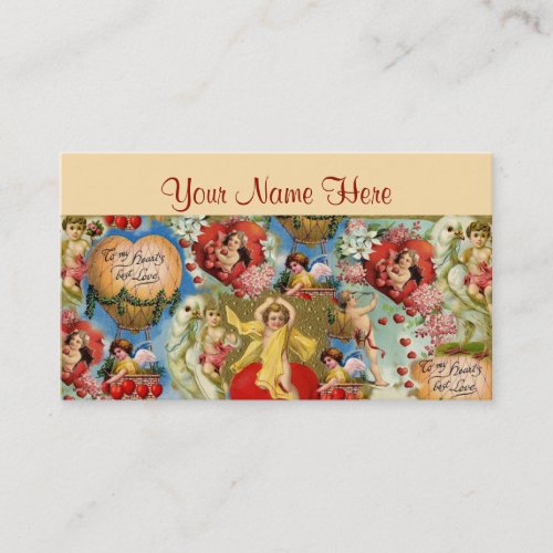 Beautiful Vintage Valentine Love Cherub Collage Business Card Templates